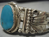 Superior Vintage Native American Navajo Blue Gem Turquoise Sterling Silver Bracelet-Nativo Arts