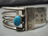 Superior Vintage Native American Navajo Domed Turquoise Sterling Silver Bracelet Old-Nativo Arts