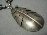 Superior Vintage Native American Navajo Feather Sterling Silver Necklace Old-Nativo Arts
