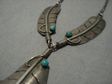Superior Vintage Native American Navajo Feather Sterling Silver Necklace Old-Nativo Arts