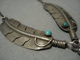 Superior Vintage Native American Navajo Feather Sterling Silver Necklace Old-Nativo Arts