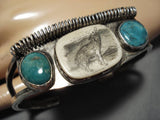 Superior Vintage Native American Navajo Holwing Coyote Sterling Silver Bracelet Old Cuff-Nativo Arts