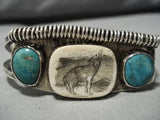Superior Vintage Native American Navajo Holwing Coyote Sterling Silver Bracelet Old Cuff-Nativo Arts