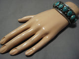 Superior Vintage Native American Navajo Royston Turquoise Sterling Silver Bracelet Old-Nativo Arts