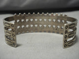Superior Vintage Native American Navajo Squared Green Turquoise Sterling Silver Bracelet-Nativo Arts