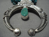 Superior Vintage Native American Navajo Sterling Silver Spiderweb Turquoise Necklace Old-Nativo Arts