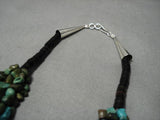 Superior Vintage Native American Navajo Sterling Silver Spiderweb Turquoise Necklace Old-Nativo Arts