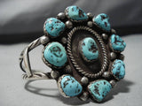 Superior Vintage Native American Navajo Sterling Silver Turquoise Bracelet Old-Nativo Arts