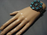 Superior Vintage Native American Navajo Sterling Silver Turquoise Bracelet Old-Nativo Arts