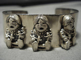 Superior Vintage Native American Navajo Storyteller Sterling Silver Bracelet Old-Nativo Arts