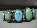 Superior Vintage Navajo Cerrillos Turquoise Native American Jewelry Silver Bracelet Old Jewelry-Nativo Arts