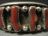 Superior Vintage Navajo **chunky Coral** Sterling Native American Jewelry Silver Bracelet-Nativo Arts