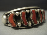 Superior Vintage Navajo **chunky Coral** Sterling Native American Jewelry Silver Bracelet-Nativo Arts