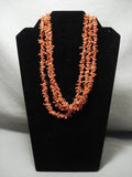 Superior Vintage Navajo Coral Collection Native American Jewelry Silver Cone Necklace Old-Nativo Arts
