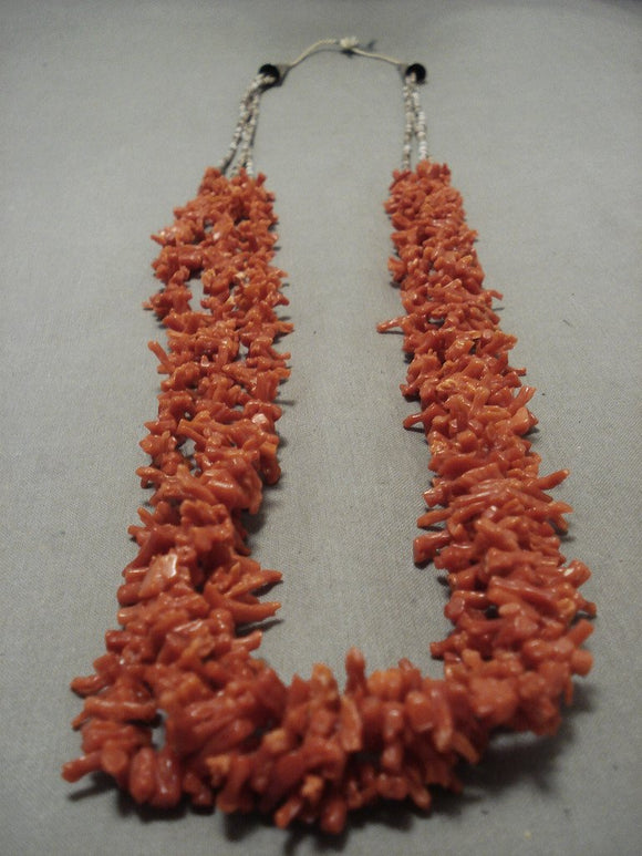 Superior Vintage Navajo Coral Collection Native American Jewelry Silver Cone Necklace Old-Nativo Arts