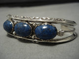 Superior Vintage Navajo Domed Lapis Sterling Silver Native American Bracelet Old-Nativo Arts
