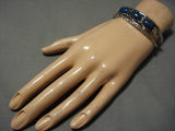 Superior Vintage Navajo Domed Lapis Sterling Silver Native American Bracelet Old-Nativo Arts