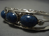 Superior Vintage Navajo Domed Lapis Sterling Silver Native American Bracelet Old-Nativo Arts