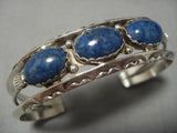 Superior Vintage Navajo Domed Lapis Sterling Silver Native American Bracelet Old-Nativo Arts