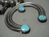 Superior Vintage Navajo Hand Hammered Native American Jewelry Silver Squash Blossom Turquoise Necklace-Nativo Arts