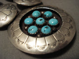 Superior Vintage Navajo Hand Pounded Sterling Native American Jewelry Silver Turquoise Necklace-Nativo Arts