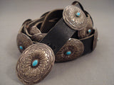 Superior Vintage Navajo Hand Wrought Native American Jewelry Silver Turquoise Concho Belt Old-Nativo Arts