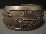 Superior Vintage Navajo 'Hogan Love' Native American Jewelry Silver Bracelet-Nativo Arts