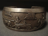 Superior Vintage Navajo 'Hogan Love' Native American Jewelry Silver Bracelet-Nativo Arts