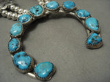 Superior Vintage Navajo Native American Jewelry jewelry Old Sleeping Brauty Turquoise Squash Blossom Necklace-Nativo Arts