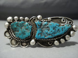 Superior Vintage Navajo Native American Jewelry jewelry Sterling Silver Deep Turquoise Ring-Nativo Arts