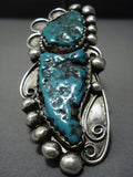 Superior Vintage Navajo Native American Jewelry jewelry Sterling Silver Deep Turquoise Ring-Nativo Arts