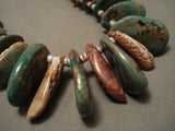 Superior Vintage Navajo Natural Green Turquoise Spiny Oyster Native American Jewelry Silver Necklace Old-Nativo Arts