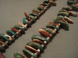 Superior Vintage Navajo Natural Green Turquoise Spiny Oyster Native American Jewelry Silver Necklace Old-Nativo Arts