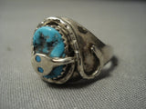 Superior Vintage Zuni Snake And Turquoise Sterling Native American Jewelry Silver Ring-Nativo Arts