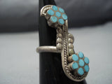Superior Vintage Zuni Sterling Silver Turquoise Ring Old Native American Jewelry-Nativo Arts
