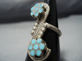 Superior Vintage Zuni Sterling Silver Turquoise Ring Old Native American Jewelry-Nativo Arts