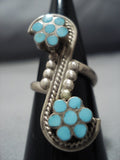 Superior Vintage Zuni Sterling Silver Turquoise Ring Old Native American Jewelry-Nativo Arts