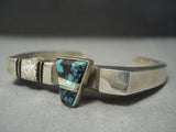 Superlative Bisbee Turquoise Vintage Navajo Sterling Native American Jewelry Silver Bracelet Old Pawn-Nativo Arts