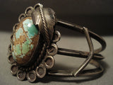 Superlative Domed Royston Turquoise Vintage Navajo Native American Jewelry Silver Leaf Bracelet-Nativo Arts