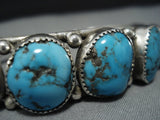Superlative Vintage Native American Jewelry Navajo Blue Turquoise Duel Bead Sterling Silver Bracelet-Nativo Arts