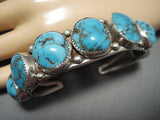 Superlative Vintage Native American Jewelry Navajo Blue Turquoise Duel Bead Sterling Silver Bracelet-Nativo Arts