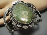 Superlative Vintage Native American Jewelry Navajo Green Turquoise Sterling Silver Bracelet Old-Nativo Arts