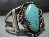 Superlative Vintage Native American Jewelry Navajo Sterling Silver Rare Turquoise Bracelet Old-Nativo Arts