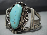 Superlative Vintage Native American Jewelry Navajo Sterling Silver Rare Turquoise Bracelet Old-Nativo Arts