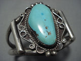 Superlative Vintage Native American Jewelry Navajo Sterling Silver Rare Turquoise Bracelet Old-Nativo Arts