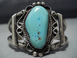 Superlative Vintage Native American Jewelry Navajo Sterling Silver Rare Turquoise Bracelet Old-Nativo Arts