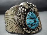 Superlative Vintage Native American Jewelry Navajo Turquoise Sterling Silver Cuff Bracelet Old-Nativo Arts