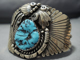 Superlative Vintage Native American Jewelry Navajo Turquoise Sterling Silver Cuff Bracelet Old-Nativo Arts