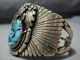 Superlative Vintage Native American Jewelry Navajo Turquoise Sterling Silver Cuff Bracelet Old-Nativo Arts