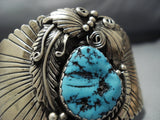 Superlative Vintage Native American Jewelry Navajo Turquoise Sterling Silver Cuff Bracelet Old-Nativo Arts